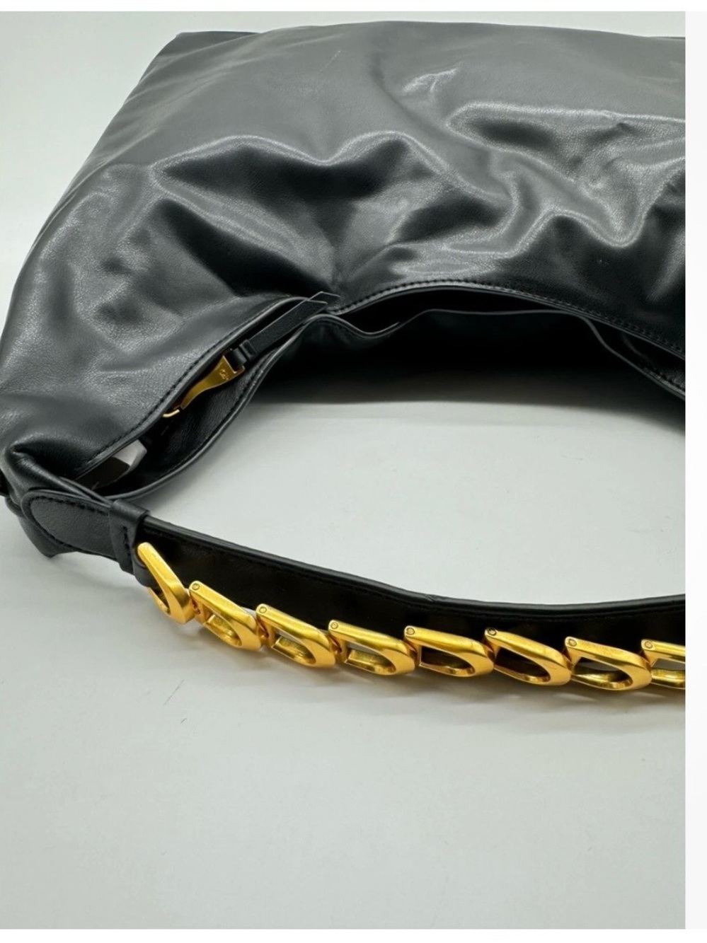 Donna Karan Black Shoulder Hobo with Gold  Braided Handle New X-Large - Picture 14 of 16
